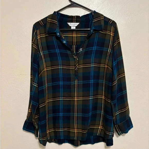 Women’s Christopher & Banks Plaid Top Size PL - Picture 1 of 7